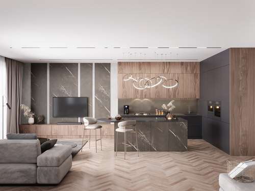 Кухня-гостиная AQUARELLE, FOREST, VOLCANO